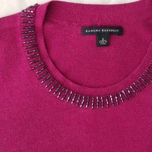 BR Beaded Collar Short-Sleeve Sweater